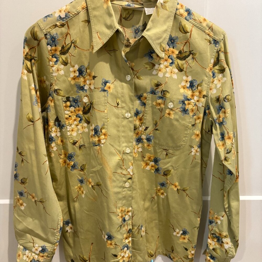 Liz Claiborne Liz Wear Floral Button Up Long Sleeve Shirt Medium